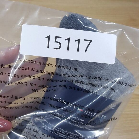 TOMMY HILFIGER Mens Crew Socks Gray Black 4-Pack Performance Logo - Picture 6 of 6